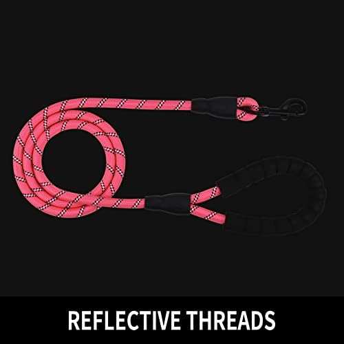 5/6 FT Strong Pet Dog Leash with Soft Padded Handle,Highly Reflective Rope for Night Walking,360-Degree Rotating Metal Buckle Without Tangles,Suitable for Small,Medium and Large Dogs.(5ft)