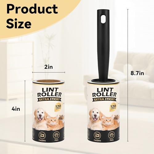 Extra Sticky Lint Roller Refills for Pet Hair Removal, 10 Rolls