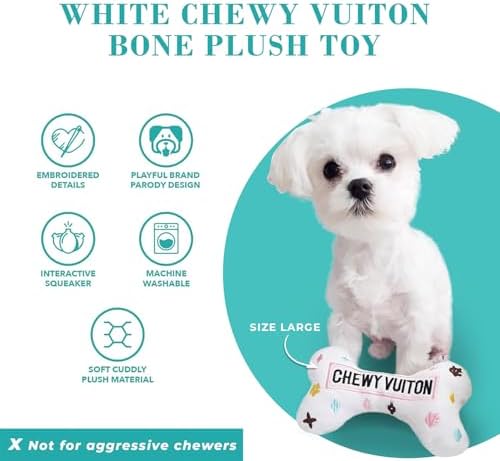 Haute Diggity Dog Chewy Vuiton Bone Plush Dog Toy, Designer Parody Toy