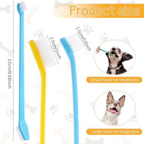 200 Pcs Dog Toothbrush Dual Headed Dental Brushes Bulk Dog Tooth Brushing Kit Long Handle Soft Bristles Pet Tooth Brush for Large and Small Dogs, Cats, Puppy Teeth Cleaning Dental Oral Care