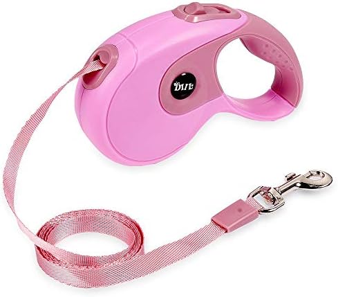 Retractable Dog Leash,JIAMEIYI 16.4ft Dog Walking Leash for for Small Medium or Larger Dogs up to 89lbs, Tangle Free, One Button Break & Lock, Dog Waste Dispenser and Bags included(pink)