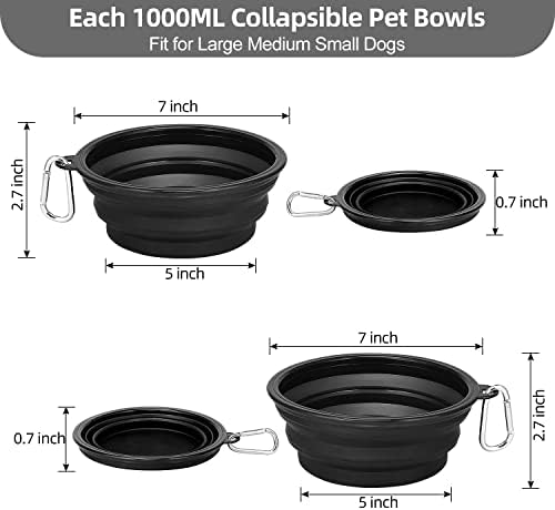 Kytely Large Collapsible Dog Bowls 2 Pack, 34oz Foldable Dog Travel Bowl