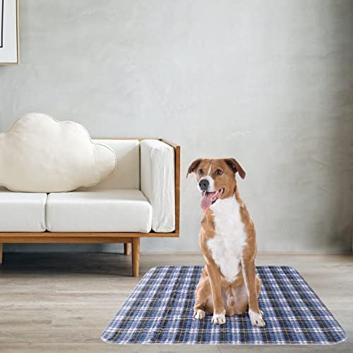 KOOLTAIL Washable Pee Pads for Dogs - Waterproof & Non-Slip Plaid Puppy Potty Training Pads, Reusable Whelping Pads, Dog Food Feeding Mat,Blue & Purple & Brown