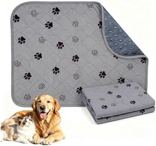 Puppy Pee Pads with Pheromones,Washable and Reusable Pee Pads for Dogs,Waterproof and Leak-Proof,Non-Slip Base Training Pads Suitable for Home(Gray Paw,S:23.6*15.7in)