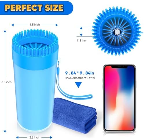 Upgrade 2 In 1 Paw Buddy for Medium Dogs - Muddy Foot Cleaner with Absorbent Towel