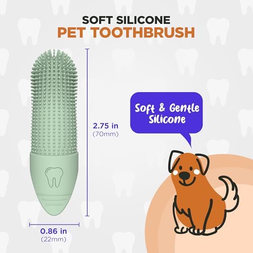 Jack & Milo 2-Pack Soft Silicone Pet Toothbrush – Gentle Finger Toothbrush for Small Dogs, Puppies & Cats – Safe Oral Care for Baby Pets – Promotes Healthy Teeth & Gums – Orange & Blue