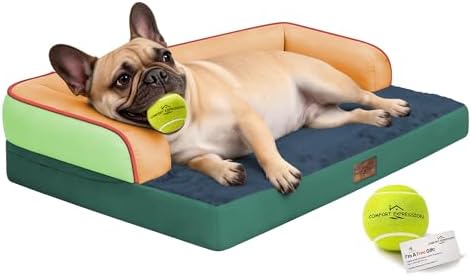 Comfort Expression Washable Dog Bed with Bolster for Medium to Large Dogs