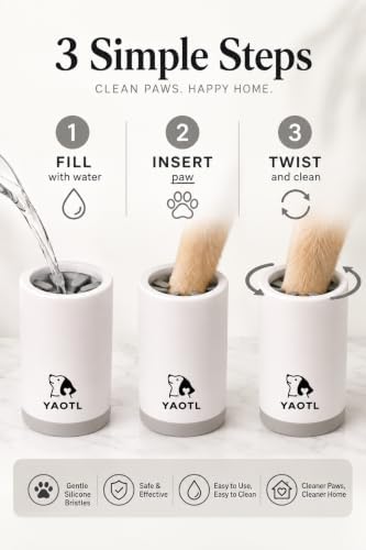 YAOTL Dog Paw Cleaner Cup, Portable Muddy Paw Washer with Soft Silicone Bristles, Easy Clean Pet Paw Cleaner for Small, Medium & Large Dogs