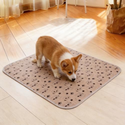 Puppy Pee Pads with Pheromones, Elite Pads for Cats, Washable Pee Pads for Dogs, Leak-Proof & Anti-Slip Pet Training Pad for Home & Travel (Brown, M)