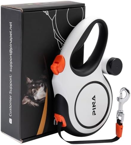PINA Upgraded Retractable Dog Leash, 26 ft Dog Leash for Small Medium Large Dogs Up to 110lbs, Heavy Duty Reflective Nylon Tape 360° Tangle-Free, with Anti-Slip Handle, One-Handed Brake, Pause, Lock
