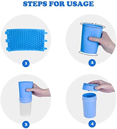 Dog Cat Paw Cleaner Cup Set,4 in 1 Silicone Dog Paw Washer Cup with Towel and Pet Grooming Bath Brush,Portable Pet Cleaning Brush for Puppy Cats Massage Grooming Dirty Claws