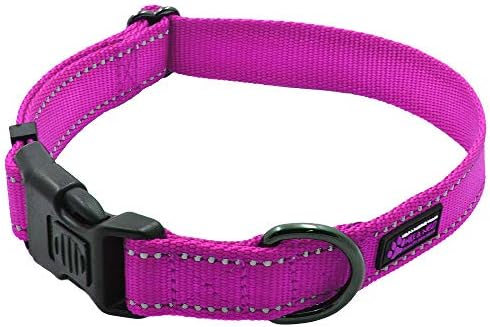 Max and Neo NEO Nylon Buckle Reflective Dog Collar - Medium, Pink