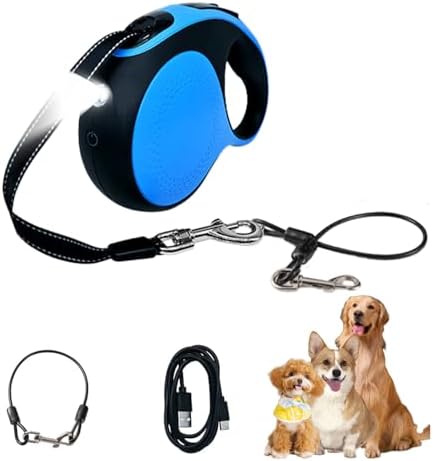 Retractable Dog Leash with Chew Proof Cable,Durable Pet Walking Leash for Large Medium Small Dogs up to 110 lbs (Blue, 16ft)