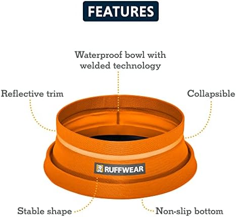 Ruffwear, Bivy Collapsible Dog Bowl, 60 fl oz, Salamander Orange, Medium