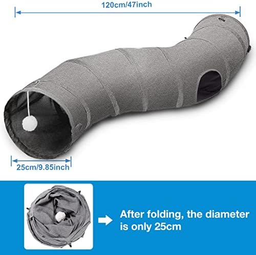 Ownpets S-Shape Cat Tunnel Toy 48"L x 10"D, for Cats, Puppies & Small Pets