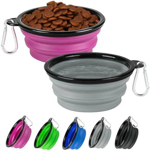 Collapsible Dog Bowl for Travel,2-Pack 12oz Pet Portable Water Food Bowls