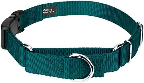 Martingale Dog Collar - Heavy Duty Nylon Adjustable Martingale Dog Collar with Plastic Buckle for Small Medium Large Breeds - 30+ Colors (5/8 Inch, Extra Small, Teal)