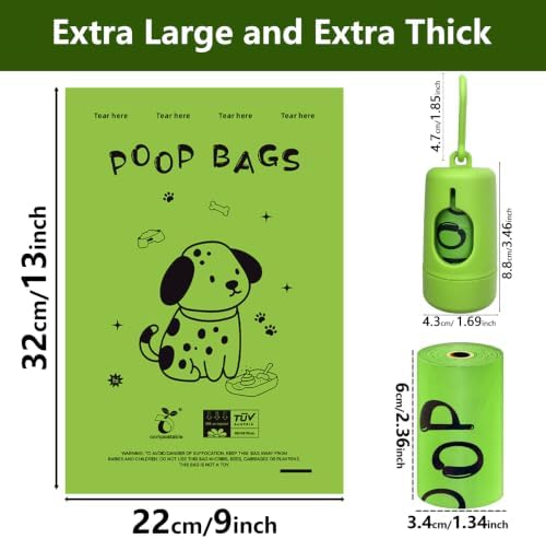 Biodegradable Dog Poop Bags, 120 Bags with Free Dispenser