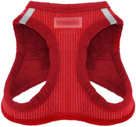 Voyager Step-in Plush Dog Vest Harness -Red Corduroy, Small