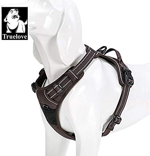 TRUE LOVE Adjustable No-Pull Dog Harness Reflective Pup Vest Harnesses Comfortable Control Brilliant Colors Truelove TLH5651(Brown,L)