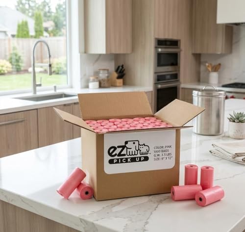 EZ Pick Up Pink Poop Bags - 1000 Dog Waste Bag Cat Puppy Waste Disposal