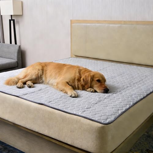 Waterproof Dog Bed Cover Pee Pads Training Pads 72"x72", Nonslip Pet Bed Mat with Ties, Washable Reusable and Super Absorbent Dog Mat for Whelping, Housebreaking in Playpen, Crate or Kennel (X-Large)