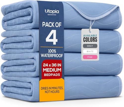 4 Pack Waterproof Reusable Heavy Absorbency Incontinence Bed Pads 24"x36"