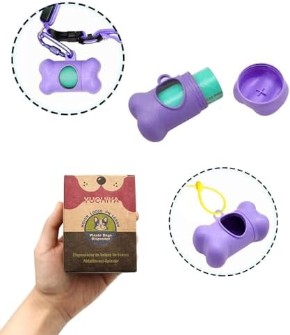 Dog Poop Pickup Bags Holder Dispenser with Standard-Sized Leak-Proof Scented Doggy Waste Bags and Carabiner Hook and Loop Fastener Never Loose on Leash Lead Again (2 Holder 30 Bags, Purple)