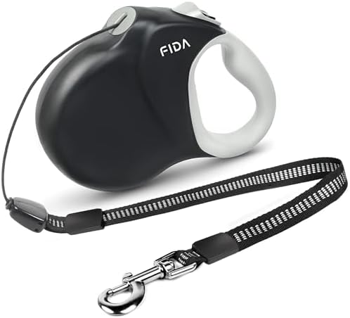 Fida Upgraded Retractable Dog Leash, 30ft, Heavy Duty, Black