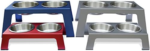 PetFusion Elevated Dog Bowls, Cat Bowls -- Premium Anodized Aluminum Feeder (Short 4"). Us Food Grade Stainless Steel Raised Bowls,Metallic Gray