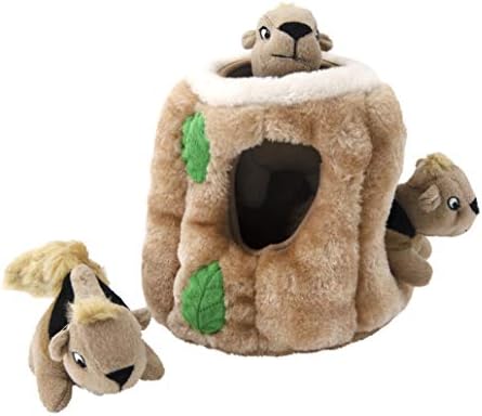 Outward Hound Hide-A-Squirrel Plush Squeaky Dog Toy, Medium, 6.5" x 6.5"