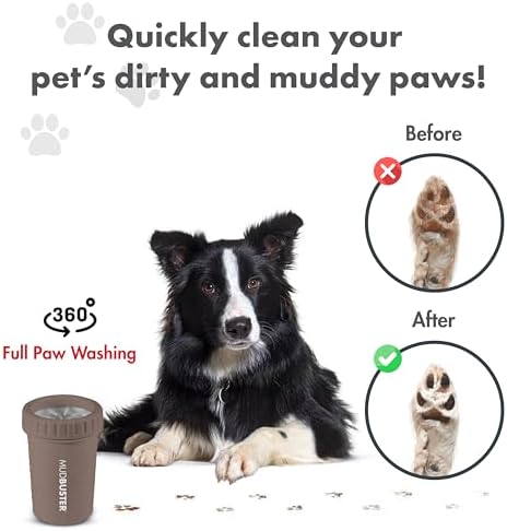 Dexas MudBuster Medium Dog Paw Cleaner, Taupe, Fits 1.5"-2.5" Wide Paws, Gentle Silicone Bristles for Quick, Easy Cleaning