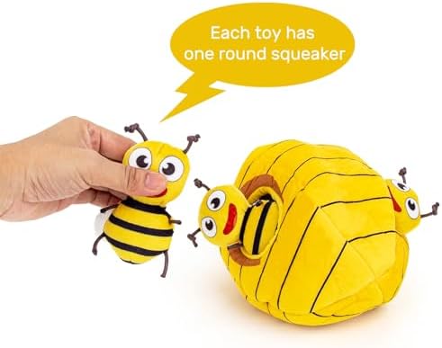 Hollypet Squeaky Hide and Seek Dog Toys for Small and Medium Dogs, Bees