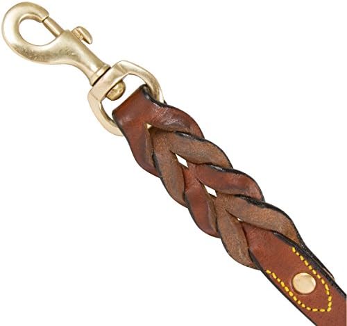 Leather Braided Dog Leash, Brown 6ft x 3/4 Inch, Naturally Tanned 6 Foot Full Grain Leather Lead