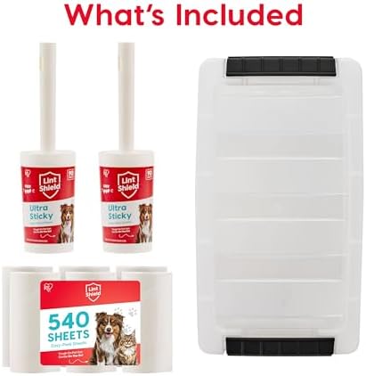 IRIS USA Extra Sticky Lint Roller, Standard Pack with Storage Box & Refills