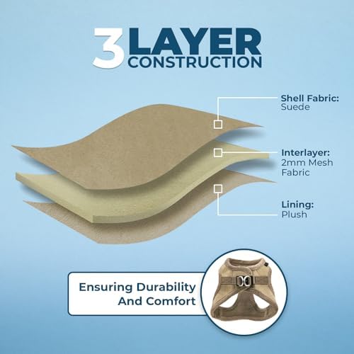 Voyager Step-in Plush Dog Vest Harness -Latte Suede, Small