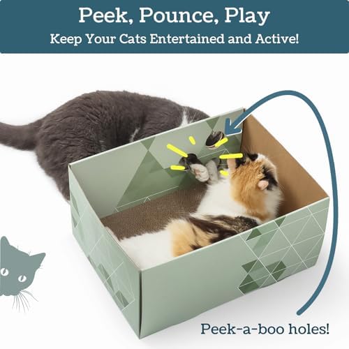 No-Mess Cardboard Cat Scratcher Box - Refillable Double-Sided Scratch Pad