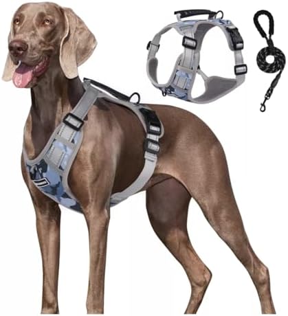 Dog Harness No Pull Adjustable Reflective,for Medium and Large Small Dog with Leash 59.06in (Camouflage, XS)