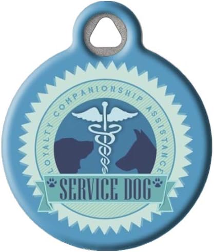 Service Dog Personalized Pet ID Tag for Dogs, Silent Polymer Coated Nametag with Customized Identification Information - Large 1.25" Diameter