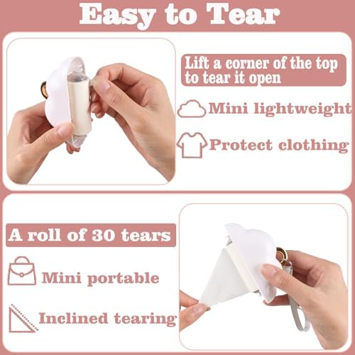 Mini Travel Lint Roller, Reusable Pet Hair Remover for Clothes with 150 Refillable Sheets (White)