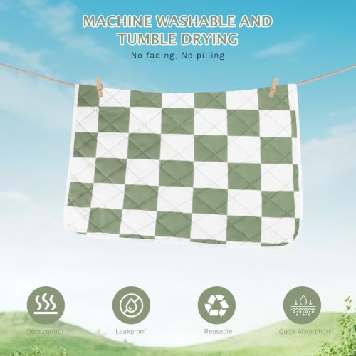 IEUUMLER Washable Pee Pads for Dogs, 2 Pack Non-Slip & Waterproof Pack Whelping Pad, Reusable Puppy Potty Training Pad with Fast Absorbent for Playpen EU007 (Green&White, 30"X20"-2pcs)