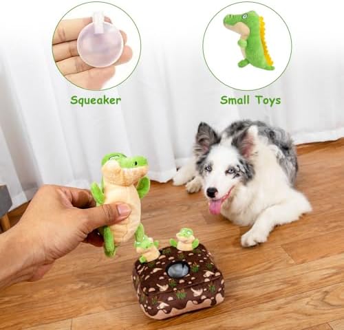 Hollypet Squeaky Hide and Seek Dog Toys for Small and Medium, Crocodile