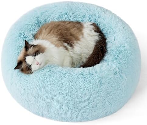 Bedsure Calming Cat Beds Donut Round Washable Kitten Bed,20 inches