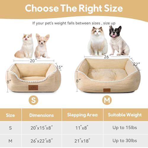 Zerbuger 25in Coffee Rectangle Cat Dog Bed Machine Washable Sleeping Sofa