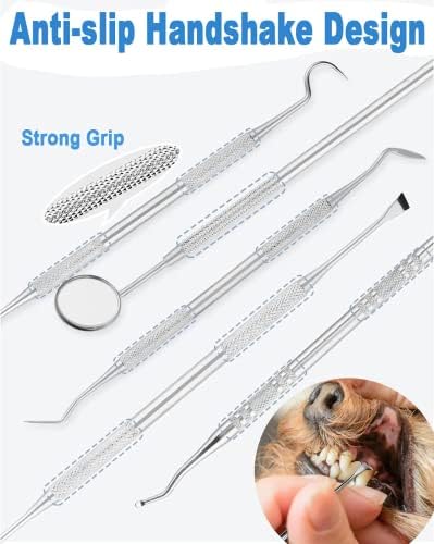 Teeth Cleaning Kit Dog Plaque Tartar Remover Tools Pet Dental Tooth Scaler and Scraper Silicone Finger Toothbrush for Puppy Cats Tooth Pick Stone Remover Dogs Oral Care Hygiene Cleaning Tools (12Pcs)