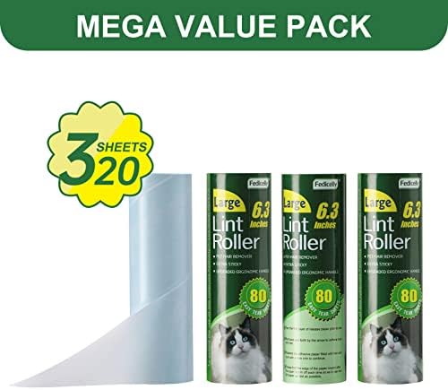 Fedicelly Large Lint Rollers Pet Hair Extra Sticky Furniture,Cat Dog Hair Remover Laundry Clothes Carpet,6.3 inches Wider with 640 Sheets Giant Lint Remover Brush for Couch