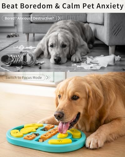 Dog Puzzle Toy, Interactive Enrichment Treat Food Puzzles, Blue