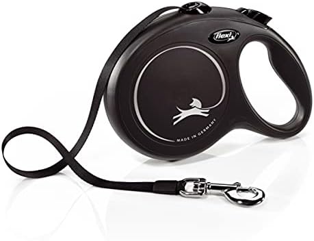 FLEXI New Classic Tape Retractable Dog Leash for Large Dogs Upto 110 lbs. – 26 ft., Black | Tangle Free Pet Walking Leash with One-Handed Brake, Pause, Lock|German Quality Product