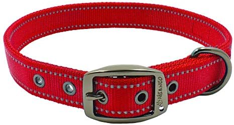 Max and Neo MAX Reflective Metal Buckle Dog Collar - We Donate a Collar to a Dog Rescue for Every Collar Sold (Large, RED)