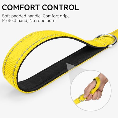 Joytale Reflective Dog Leash for Medium & Large Dogs, 5 FT x 1", Yellow